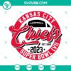 Chiefs 2023 Super Bowl LVII and Kansas City Chiefs Est 1960 SVG images with team logos and established year in patriotic colors.