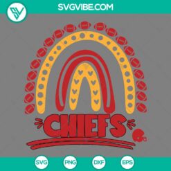 Chiefs Football Rainbow SVG for Super Bowl 2024, Kansas City Chiefs SVG file in PNG, EPS, and DXF formats for digital download.