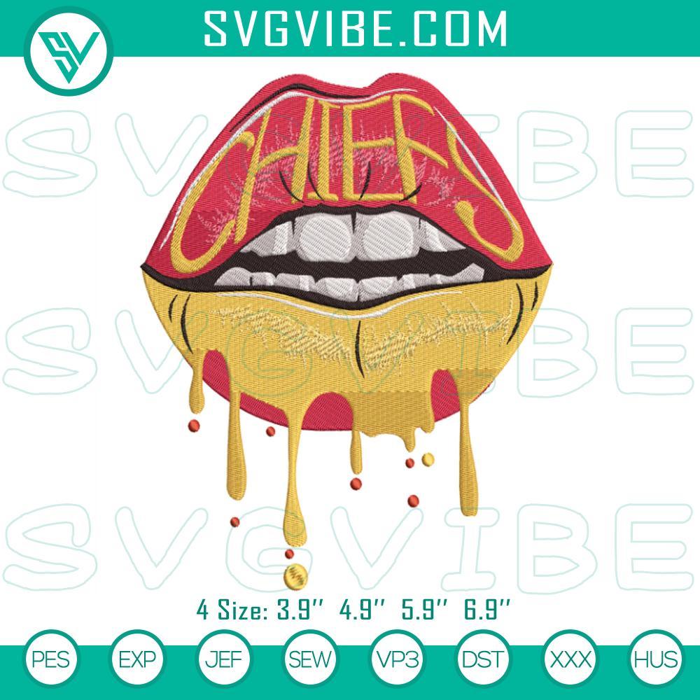 Chiefs Lips Embroidery Files, Football Lips Machine Embroidery Designs Football lips embroidery pattern for Chiefs fans, machine-ready file.