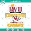 Chiefs Super Bowl LVII 2023 Champions SVG images for download, featuring football design elements.