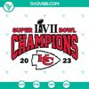 Chiefs Super Bowl LVII Champions 2023 SVG images with Kansas City Chiefs logo, perfect for fans and crafts.