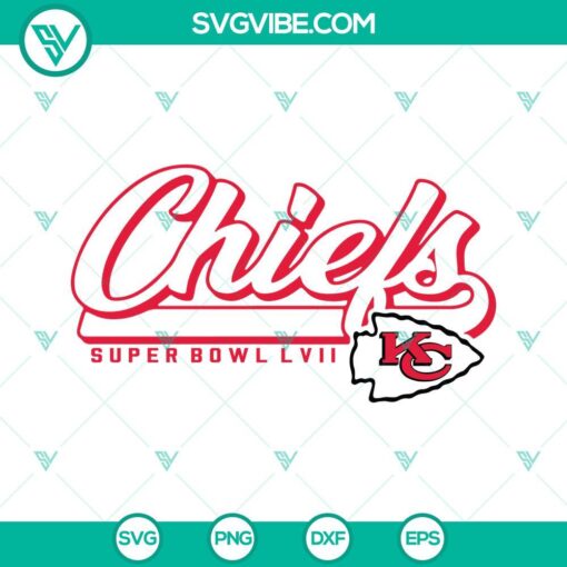 Chiefs Super Bowl LVII SVG Images for 2023 season, KC Chiefs SVG Files for football fans, digital design for NFL fans.
