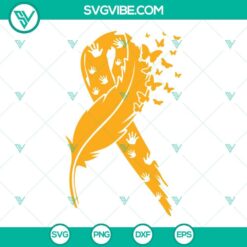 Childhood cancer ribbon SVG file in gold, featuring a childhood cancer awareness ribbon design. Ideal for crafts and digital projects.