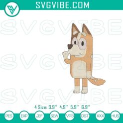 Chilli Heeler Bluey mom embroidery file, featuring a Bluey cartoon design. Perfect for customizing clothing.