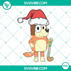 Chilli Heeler wearing Santa hat from Bluey Christmas PNG file, ideal for downloads.