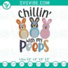 Bluey Easter embroidery design with "Chillin With My Peeps" theme, featuring cute Bluey characters. Perfect for Easter crafts.