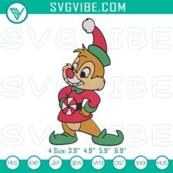 Chip And Dale Elf Christmas Embroidery File, Festive Disney Design