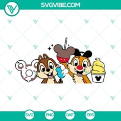 Chip and Dale Disneyland snacks design for Cricut, SVG download with PNG DXF EPS files included.