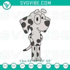 Chloe Bluey embroidery design with cartoon stitch file, ideal for digital projects, cute and colorful character.