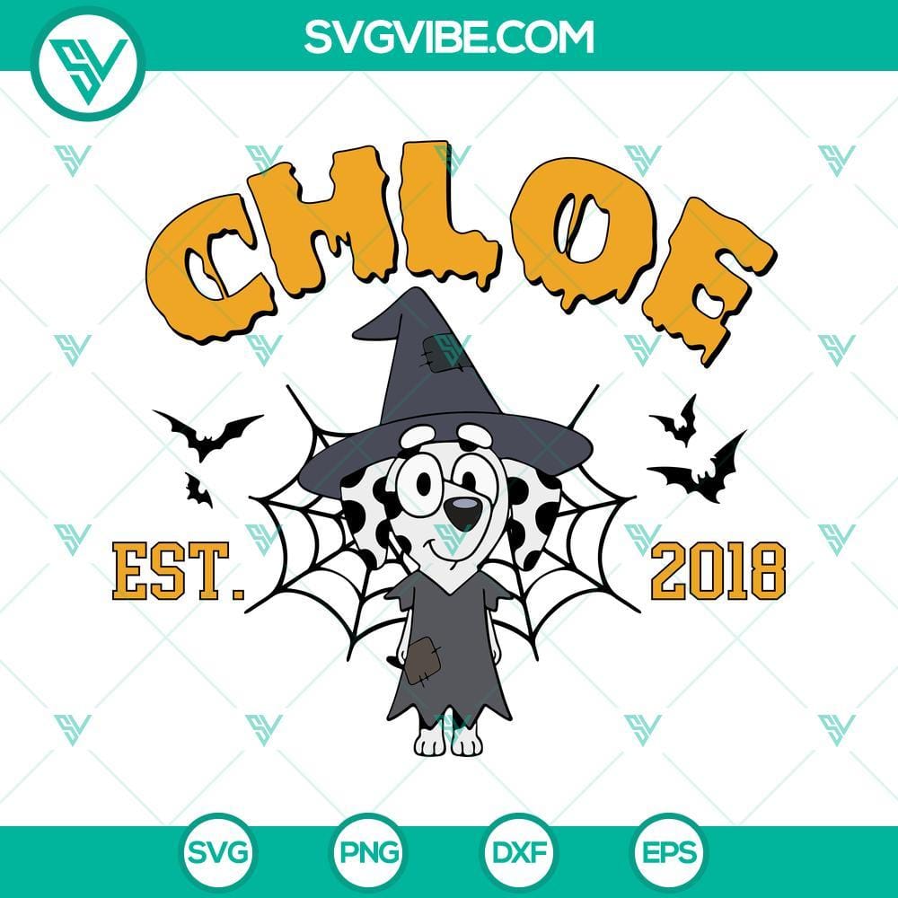 chloe-bluey-halloween-est-2018-svg-chloe-dog-witch-svg-bluey-friends-halloween-svg-png-dxf-eps-9-mockup.jpg Chloe Bluey Halloween Est 2018 SVG featuring Chloe and Bluey the dog dressed as witches. Perfect for Halloween crafts and decor.