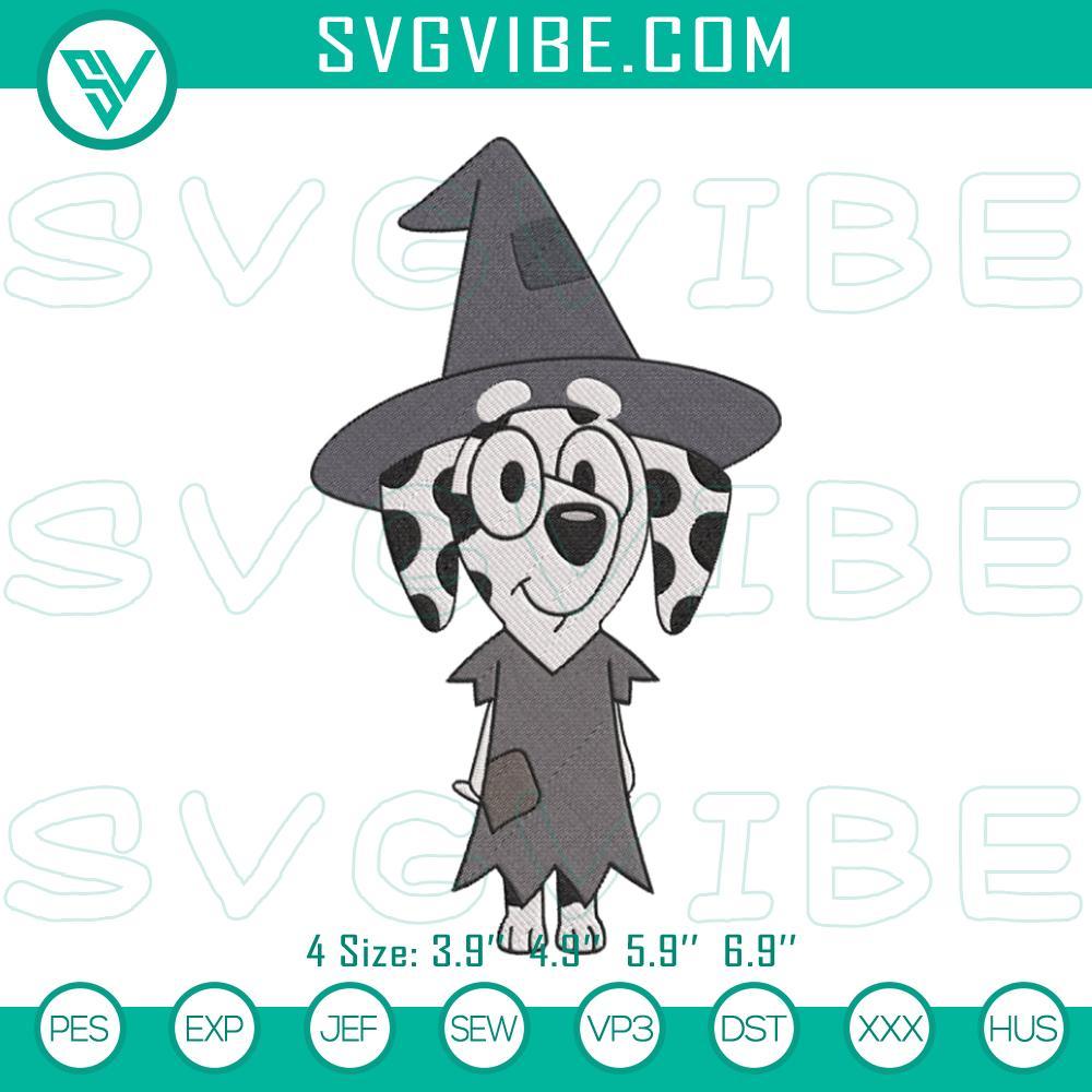 Chloe Bluey Witch Halloween Machine Embroidery Design Instant Download Chloe Bluey Witch Halloween embroidery design featuring a spooky cartoon stitch pattern, perfect for Halloween crafts.