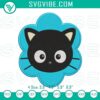 Chococat face flower embroidery design with Sanrio black cat character file, cute cartoon pattern for digital products.