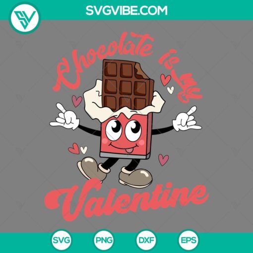 Valentine's Day themed SVG files with chocolate and love-themed designs in various formats. Perfect for DIY crafts and projects.