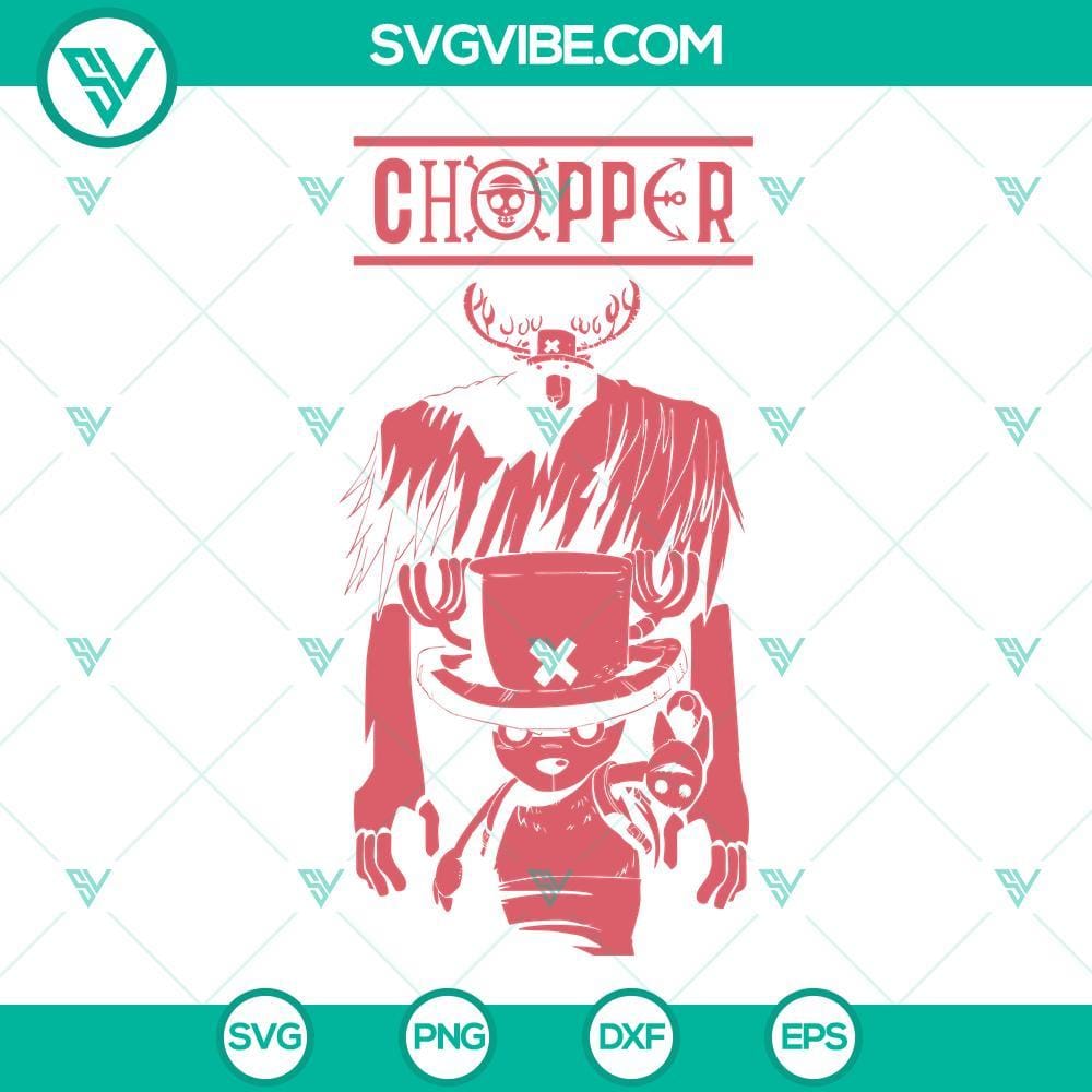 Chopper SVG, Straw Hat Pirates SVG, One Piece SVG PNG DXF EPS Chopper SVG design featuring Straw Hat Pirates character, One Piece theme. Downloadable PNG, DXF, EPS file.