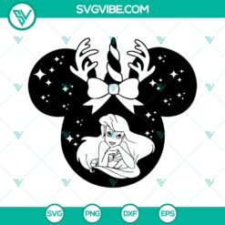 Christmas Ariel The Little Mermaid SVG Files with Disney Princess Mouse, festive holiday design for crafting projects.