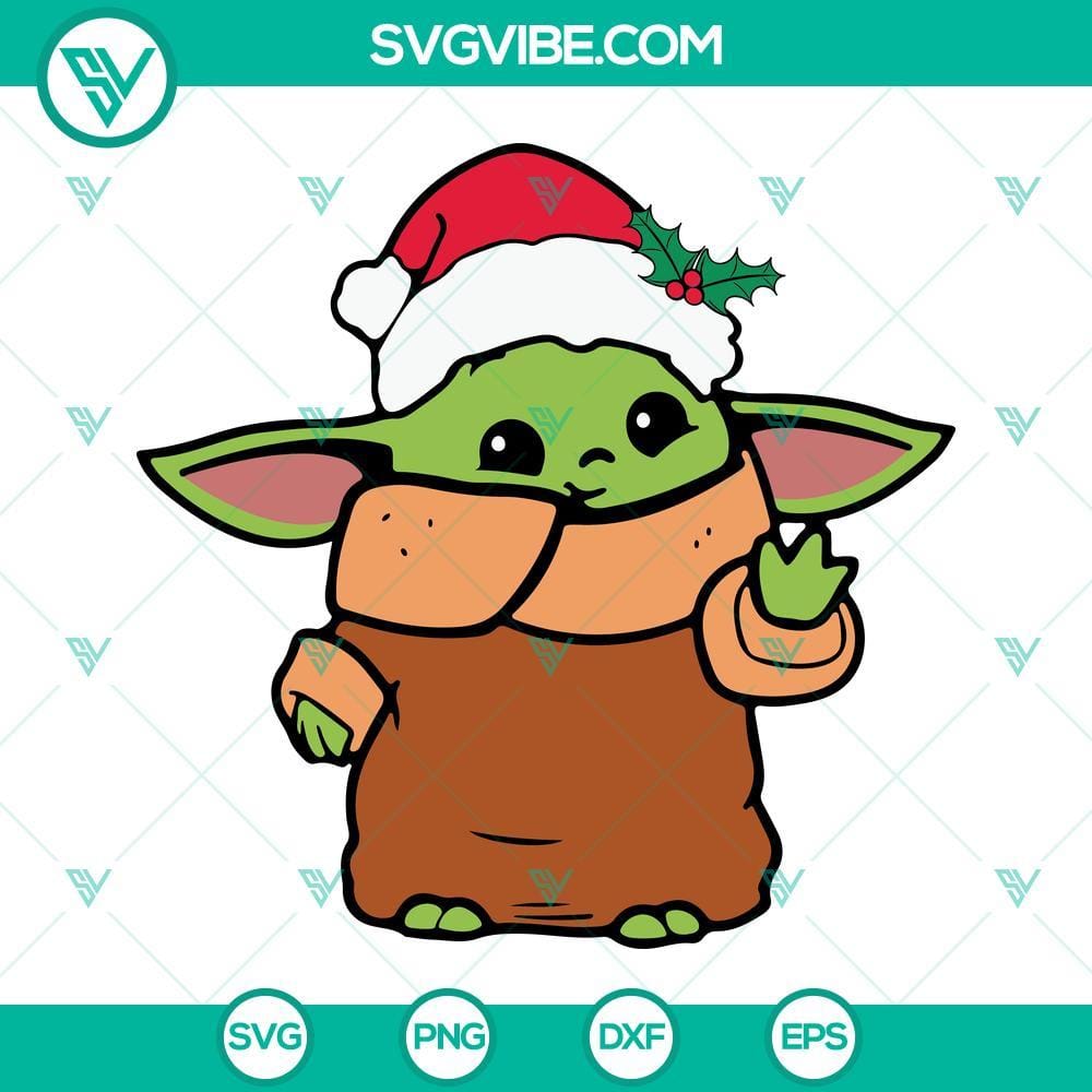 Christmas Baby Yoda SVG PNG EPS DXF Clipart Cricut Silhouette Christmas Baby Yoda design in SVG, PNG, EPS, and DXF formats for Cricut and Silhouette machines. Cute holiday clipart.