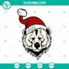 Christmas bear SVG featuring a grizzly bear wearing a Santa hat. Ideal for holiday crafts and projects.