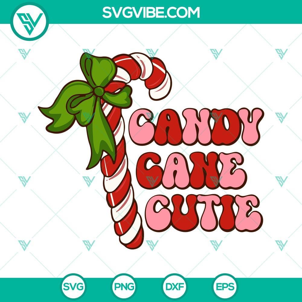 Christmas Candy Cane Cutie SVG PNG DXF EPS Cricut Silhouette Christmas candy cane cutie SVG images for Cricut and Silhouette, festive design in PNG, DXF, and EPS formats.