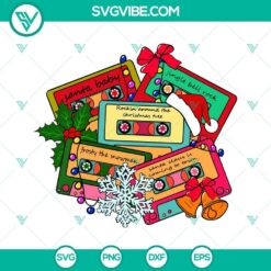 Christmas cassette tapes SVG images with 90s Christmas music theme, perfect for holiday crafts and projects.
