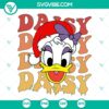 Christmas Daisy Duck wearing Santa hat SVG file, Disney Merry Christmas SVG files with festive holiday theme.