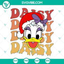 Christmas Daisy Duck wearing Santa hat SVG file, Disney Merry Christmas SVG files with festive holiday theme.
