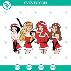 Christmas Disney Princess Mean Girls SVG Clipart - Festive crossover featuring Disney princesses in Mean Girls style outfits. Great for crafts.