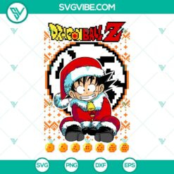 Christmas Goku Ugly Sweater SVG file with Dragon Ball Z theme, festive holiday design perfect for Christmas apparel, PNG included.