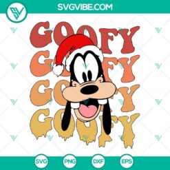 Cheerful Goofy Face Santa Hat SVG, Disney Merry Christmas design for digital download. Ideal for holiday crafts and unique decorations.