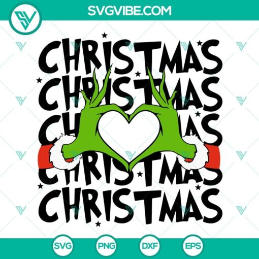 Grinch-themed Christmas Hand SVG files featuring Grinch Heart Hands design. Perfect for holiday DIY projects.
