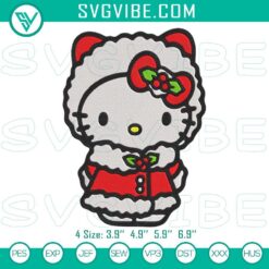 Christmas Hello Kitty Embroidery File, Festive Hello Kitty Embroidery