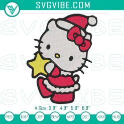 Christmas Hello Kitty Santa Claus Embroidery File, Holiday Embroidery Design