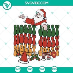Christmas Holly Jolly SVG images with Santa Claus and Christmas elements for digital crafting projects.