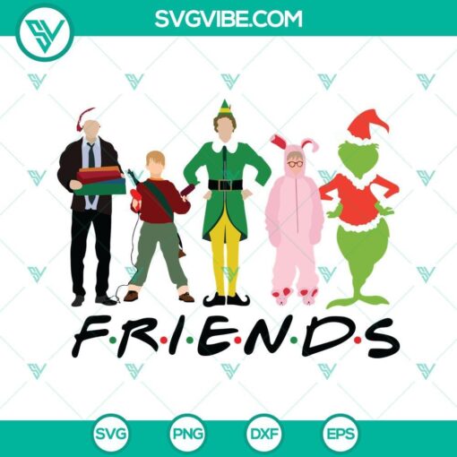 Christmas movie friends SVG download featuring festive holiday characters watching movies together. Great for crafting and holiday projects.