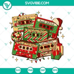 Christmas Music Cassette Tapes SVG Download featuring festive holiday designs perfect for crafting projects.