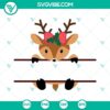Holiday-themed Christmas Reindeer Monogram SVG files bundle with split design elements, perfect for crafting projects like shirts or home decor.