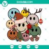 Christmas smiley faces and a leopard print Santa hat SVG images for festive crafts and decorations.