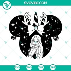 Christmas Tangled Rapunzel and Princess Mouse Head SVG Files for holiday crafting projects. Ideal for Disney fans.