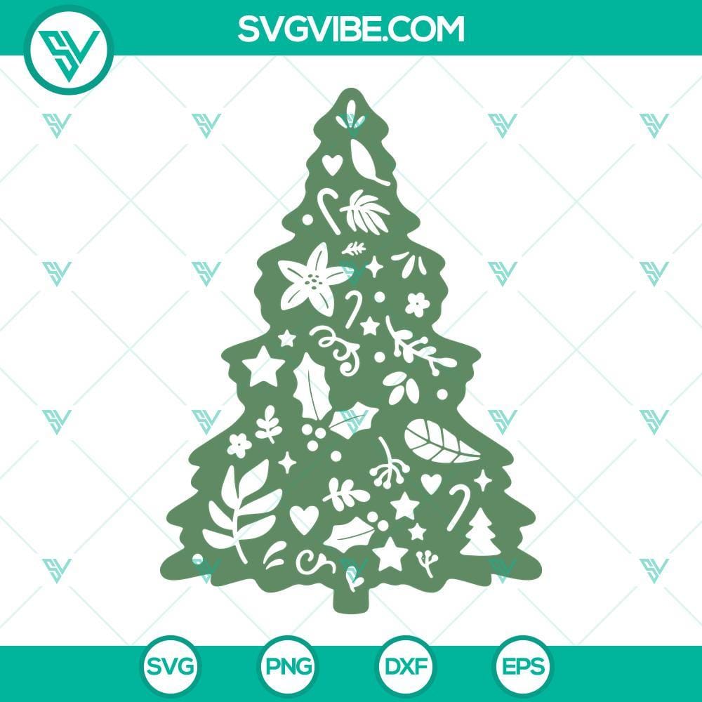Christmas Tree SVG File PNG DXF EPS Cut Files For Cricut Silhouette Christmas tree SVG file with PNG, DXF, and EPS formats for Cricut and Silhouette, perfect for holiday craft projects.