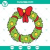 Christmas Wreath SVG with Grinch and Merry Christmas designs, ideal for holiday crafting.