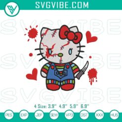 Chucky Hello Kitty Halloween embroidery file with horror design.