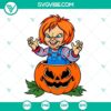 Chucky Pumpkin Halloween SVG and Horror Movie inspired design. Great for Halloween crafts and decorations.