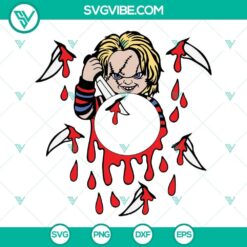 Chucky Starbucks Cold Cup SVG bundle, horror movie full wrap design with Chucky doll, ideal for Halloween fans and horror movie enthusiasts.