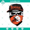 Cincinnati Bengals football skull SVG file with Bengals team colors, perfect for crafting projects.