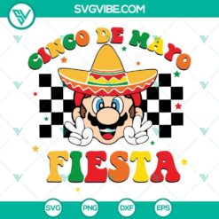 Super Mario wearing a Mexican sombrero, Cinco De Mayo Fiesta SVG files for crafting, Mexican themed Super Mario design.
