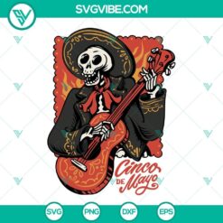 Cinco de Mayo Mariachi skeleton digital cut files with SVG, PNG, DXF, and EPS formats for crafting and design projects.