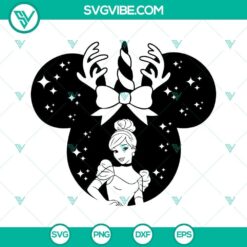 Cinderella Christmas SVG featuring Disney Princess with festive mouse companion. Ideal for holiday crafts.
