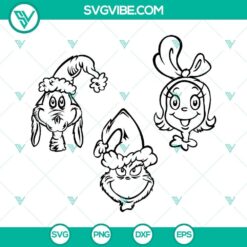 Cindy Lou Max and Grinch SVG file bundle, featuring Grinch and friends for Christmas crafts and designs.