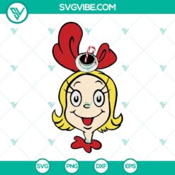 Cindy Lou Who candy cane cut files for Cricut in SVG, PNG, DXF, and EPS formats. Ideal for Christmas crafts and projects.