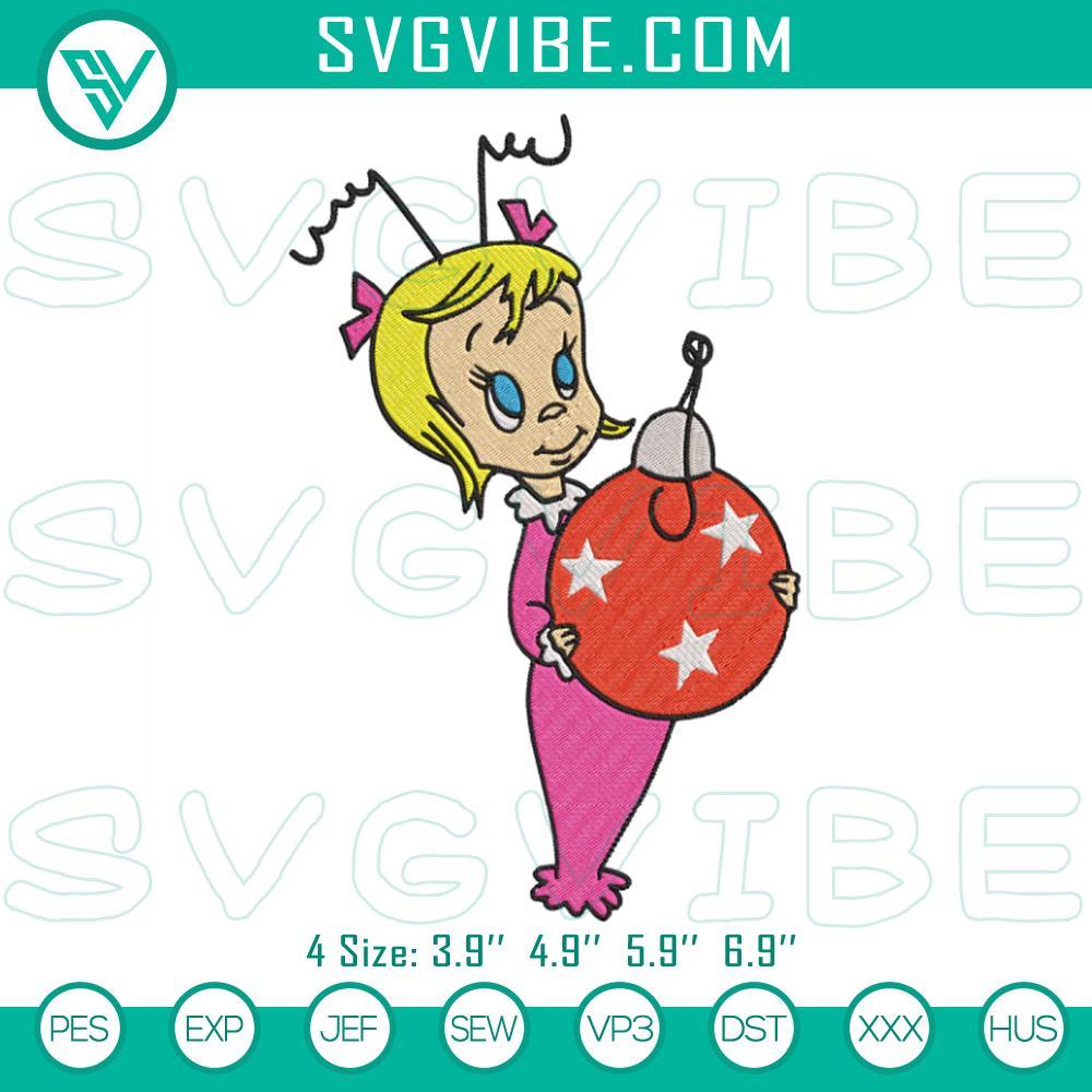 Cindy Lou Who Christmas Ball Embroidery Design Files Cindy Lou Who Christmas Ball embroidery design with festive themes. Perfect for holiday crafts.
