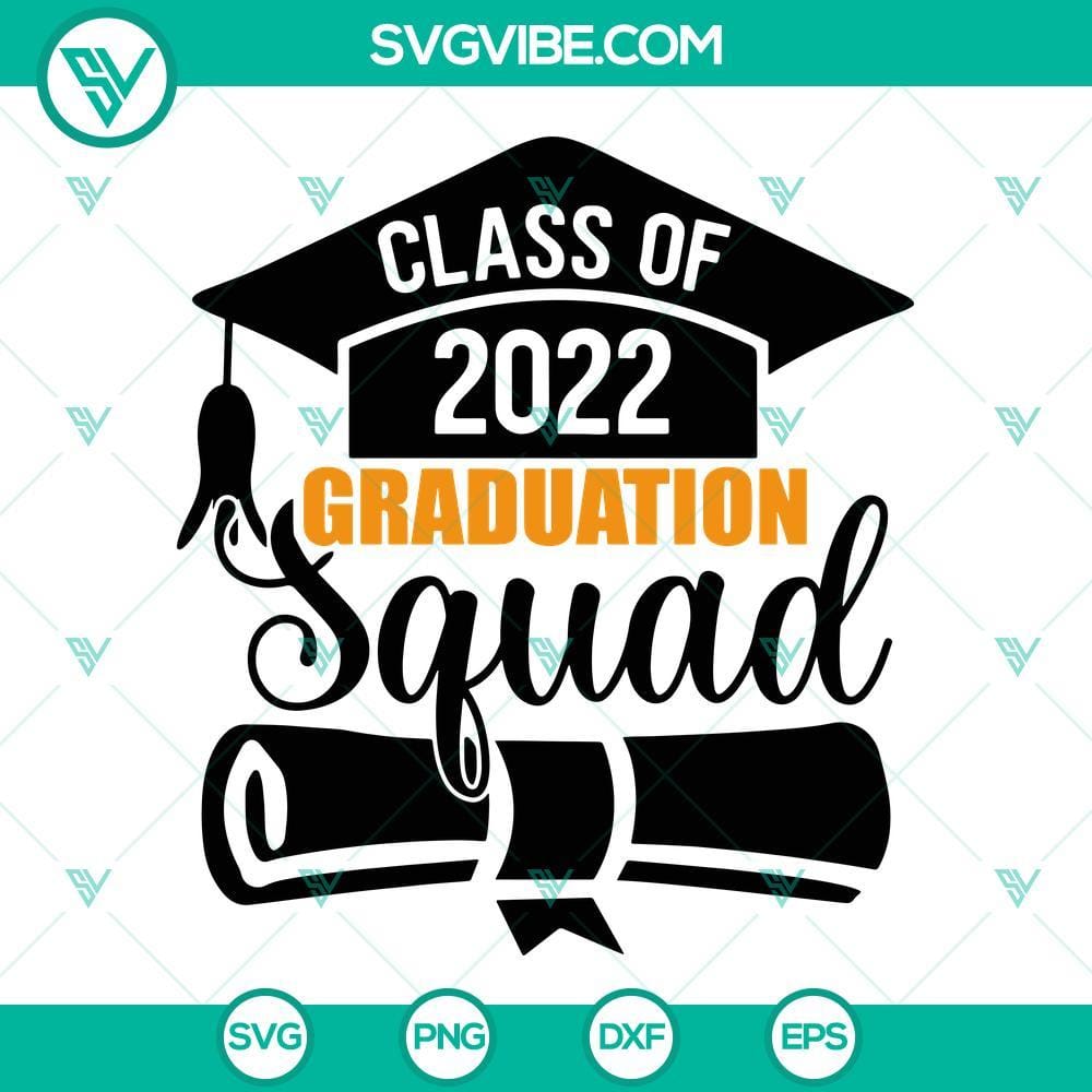 class-of-2022-graduation-squad-svg-class-of-2022-svg-senior-2022-svg-graduation-shirt-svg-graduation-cap-svg-4-mockup.jpg Class of 2022 graduation squad SVG file with senior text, perfect for graduation projects and decor, in white and gold.